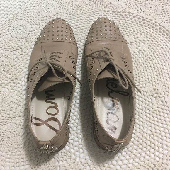 Sam Edelman Nude Lace Up Studded Oxford - Picture 2 of 11